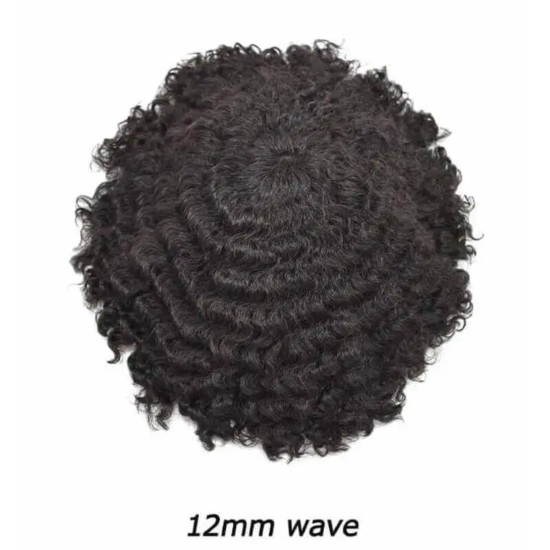 Men Toupee Human Hair Fine Mono NPU Indian Human Hair Wigs for Man Afro Human Hair System 15mm Curly Hair Topper Natural Color