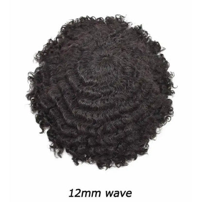 Men Toupee Human Hair Fine Mono NPU Indian Human Hair Wigs for Man Afro Human Hair System 15mm Curly Hair Topper Natural Color