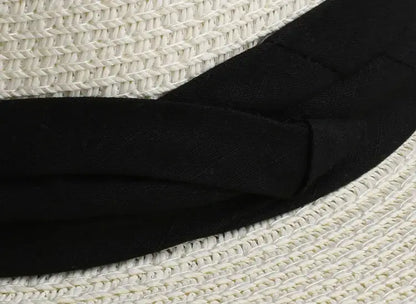 LNPBD Summer fashion white flat brim wide brim women's strawhat women's jazz fedoras hat sun-shading hat beach cap summer